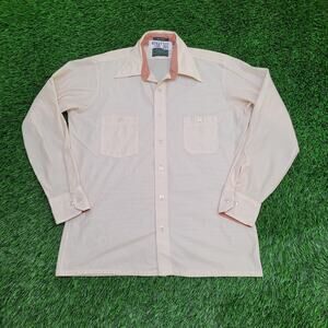Vintage 80s Arrow MOD Button Shirt Large 22x28 Beige